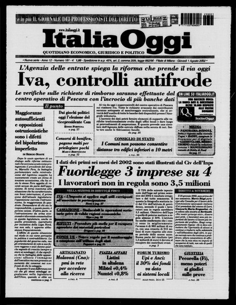 Italia oggi : quotidiano di economia finanza e politica